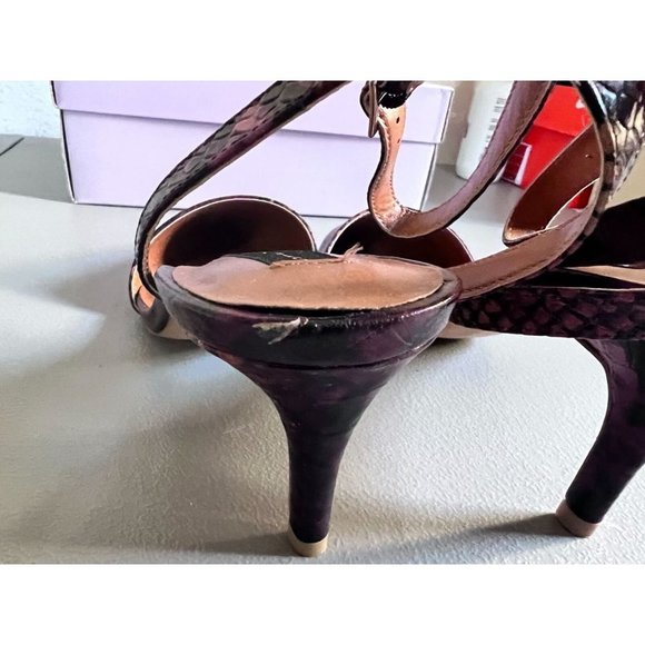 Madden Girl Womens 9 Heels Brown Red Animal Print Point Toe Ankle Strap Shoes - Picture 5 of 9